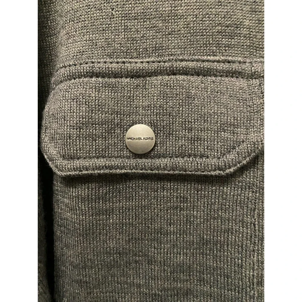 Michael Michael Kors Zip Up Sweater LARGE Mens Gray Knit Casual Winter Wear